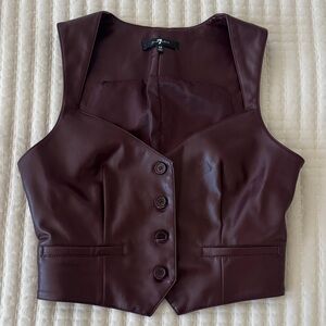 Seven 7 For All Mankind Burgundy Vegan Leather Vest | size XS